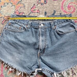 Levi's Light Blue Distressed High-Rise Denim Shorts